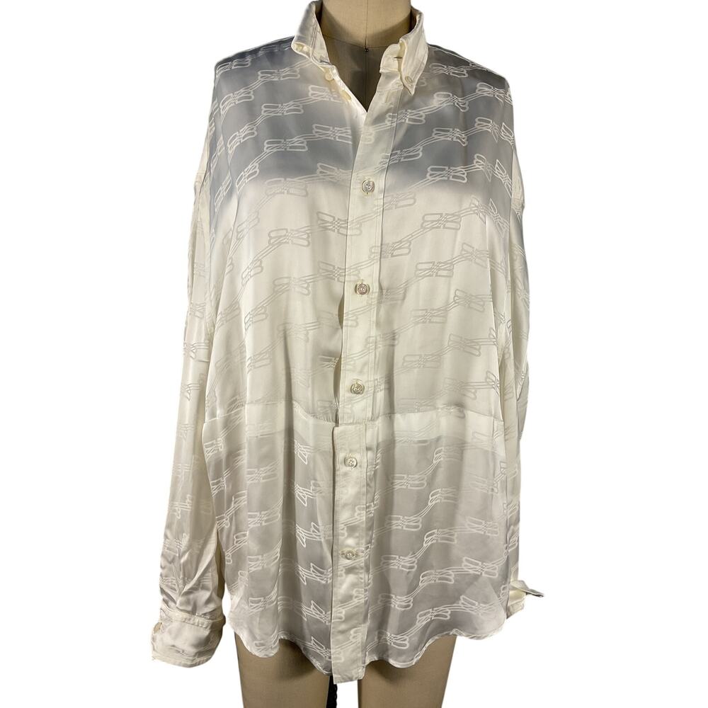Balenciaga Jacquard Off White Bb Licensing Shirt Size 1 - Picture 2 of 6